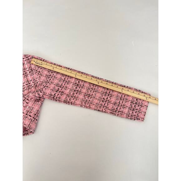 TWEED MINI SKIRT AND JACKET BLAZER SET WOMENS PINK BLACK GOLD BUTTON 2 PIECE SET - Picture 11 of 15